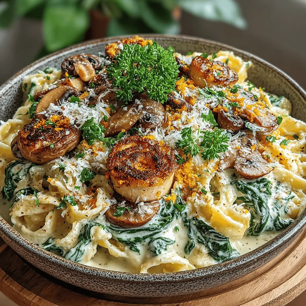 Savory Spinach & Mushroom Fettuccine is more than just a meal; it's an experience that combines the earthiness of mushrooms with the vibrant freshness of spinach, all enveloped in a luscious cream sauce. This dish appeals not only to pasta lovers but also to those seeking a comforting yet sophisticated option for dinner. With its creamy texture and rich flavors, this fettuccine dish is perfect for a family gathering or a quiet evening at home.