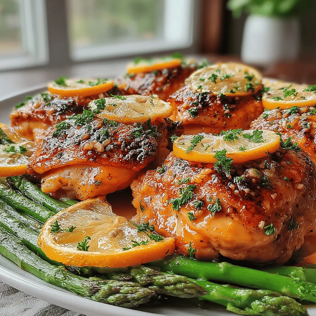 Lemony Zest & Garlic Bliss Chicken is a delightful and healthy dish that's perfect for weeknight dinners or special occasions. This recipe beautifully marries the vibrant flavors of lemon and garlic, enhancing the juicy chicken and fresh asparagus. The combination of these ingredients not only offers a burst of flavor but also makes for a visually appealing presentation that will impress your guests.