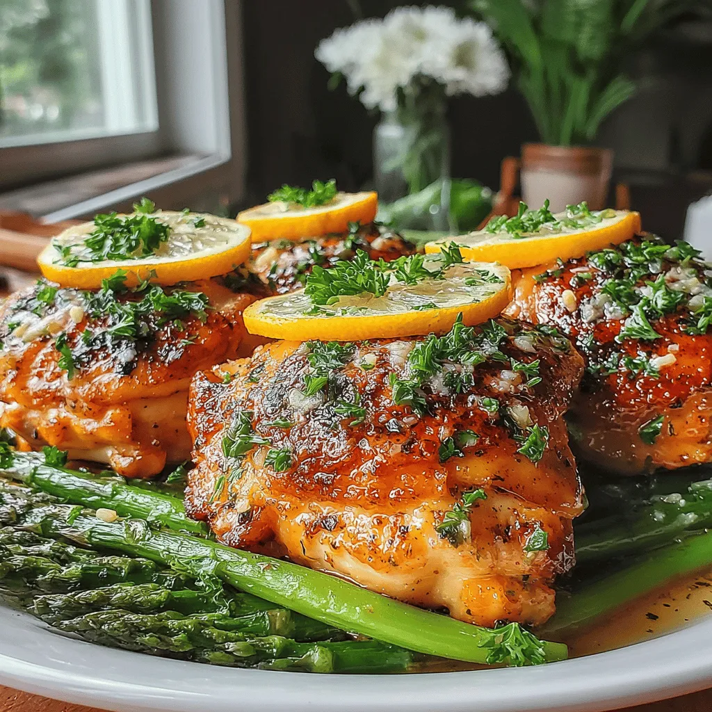 Lemony Zest & Garlic Bliss Chicken is a delightful and healthy dish that's perfect for weeknight dinners or special occasions. This recipe beautifully marries the vibrant flavors of lemon and garlic, enhancing the juicy chicken and fresh asparagus. The combination of these ingredients not only offers a burst of flavor but also makes for a visually appealing presentation that will impress your guests.