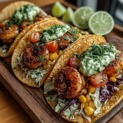 Shrimp-tastic Tacos with Avocado Lime Crema