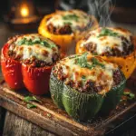 - 4 large bell peppers (any color: red, yellow, green, or orange) - 1 pound lean ground beef - 2 cups fresh spinach, chopped - 1 cup cooked rice (white or brown) - 1 onion, finely chopped - 3 cloves garlic, minced - 1 teaspoon Italian seasoning - 1 teaspoon paprika - 1 cup shredded cheese (cheddar or mozzarella) - Salt and pepper, to taste - Olive oil for cooking