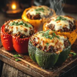 Savory Beef and Spinach Stuffed Bell Peppers