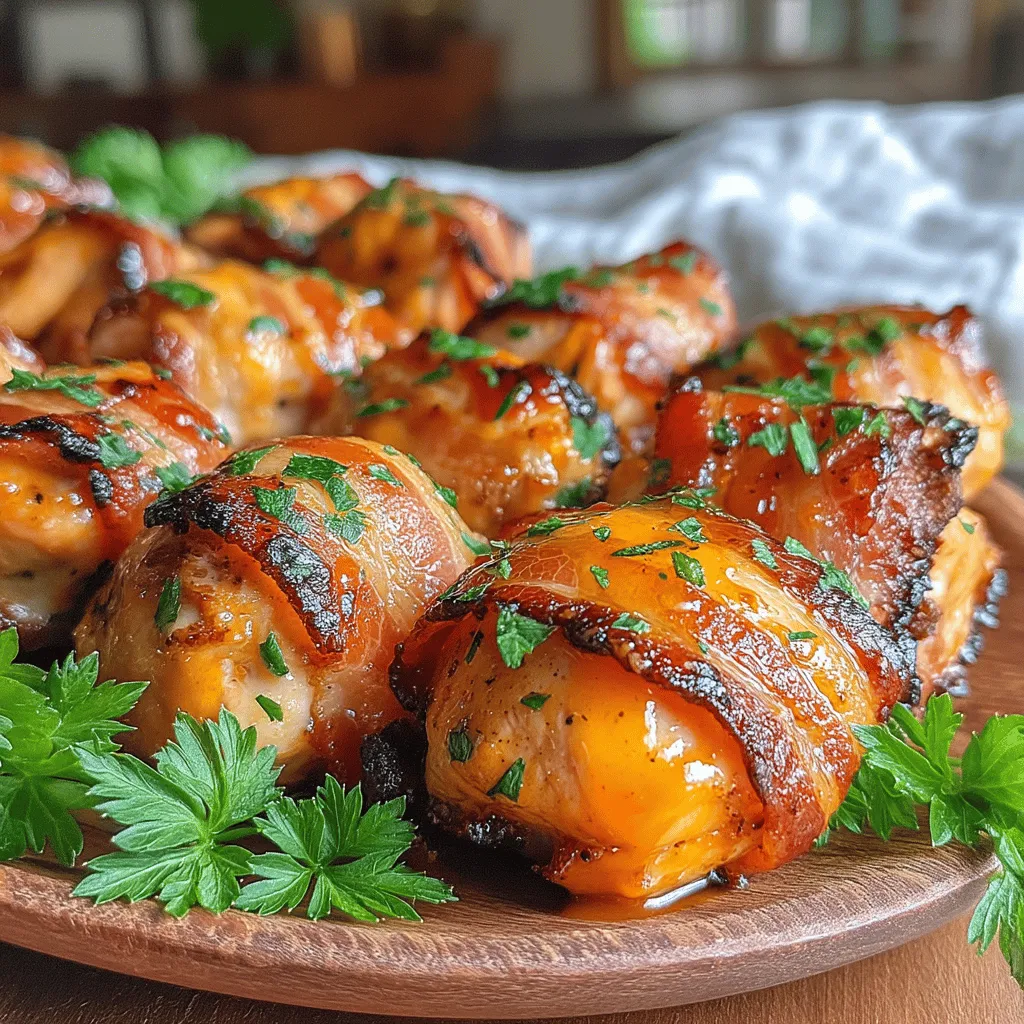 Bacon-wrapped chicken bites are the ultimate crowd-pleaser, combining tender chicken with the irresistible crunch of crispy bacon. This delightful dish is perfect for any occasion, whether you're hosting a lively party, enjoying a game night, or gathering with family for a cozy dinner. The rich flavors and satisfying textures make these bites a favorite among both kids and adults alike.