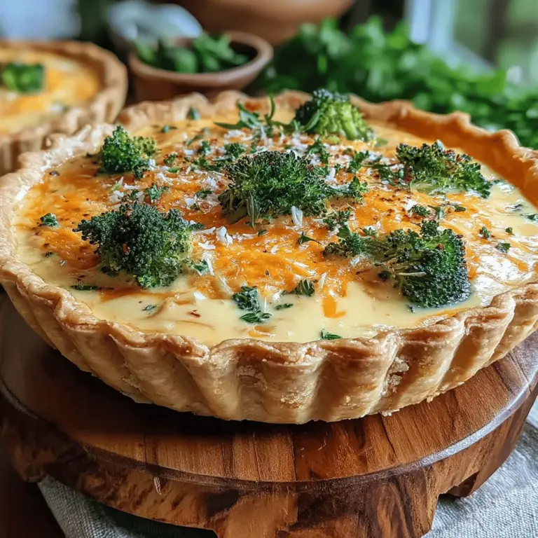 Quiche is a wonderfully versatile dish that can brighten up any meal, whether it's breakfast, brunch, or dinner. This Cheesy Broccoli Bliss Quiche is a perfect example, combining the freshness of broccoli with the rich, creamy goodness of cheese. It’s an ideal choice for vegetarians and cheese enthusiasts alike, offering a delicious way to incorporate vegetables into your diet.