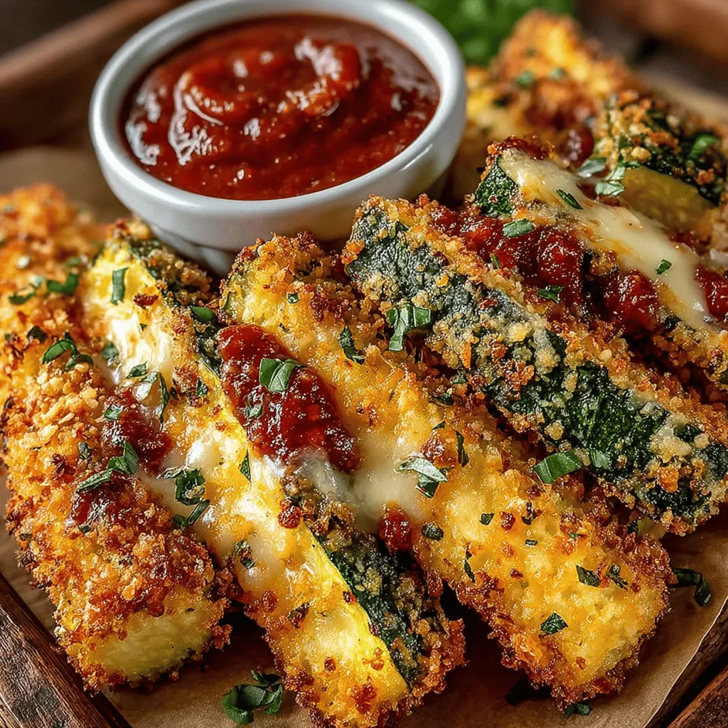 - 2 medium zucchinis - 1 cup panko breadcrumbs - ½ cup grated Parmesan cheese - 2 large eggs - 1 teaspoon garlic powder - 1 teaspoon onion powder - 1 teaspoon dried oregano - ½ teaspoon salt - ½ teaspoon black pepper - Marinara sauce for dipping