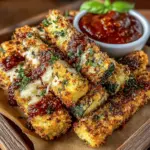 - 2 medium zucchinis - 1 cup panko breadcrumbs - ½ cup grated Parmesan cheese - 2 large eggs - 1 teaspoon garlic powder - 1 teaspoon onion powder - 1 teaspoon dried oregano - ½ teaspoon salt - ½ teaspoon black pepper - Marinara sauce for dipping
