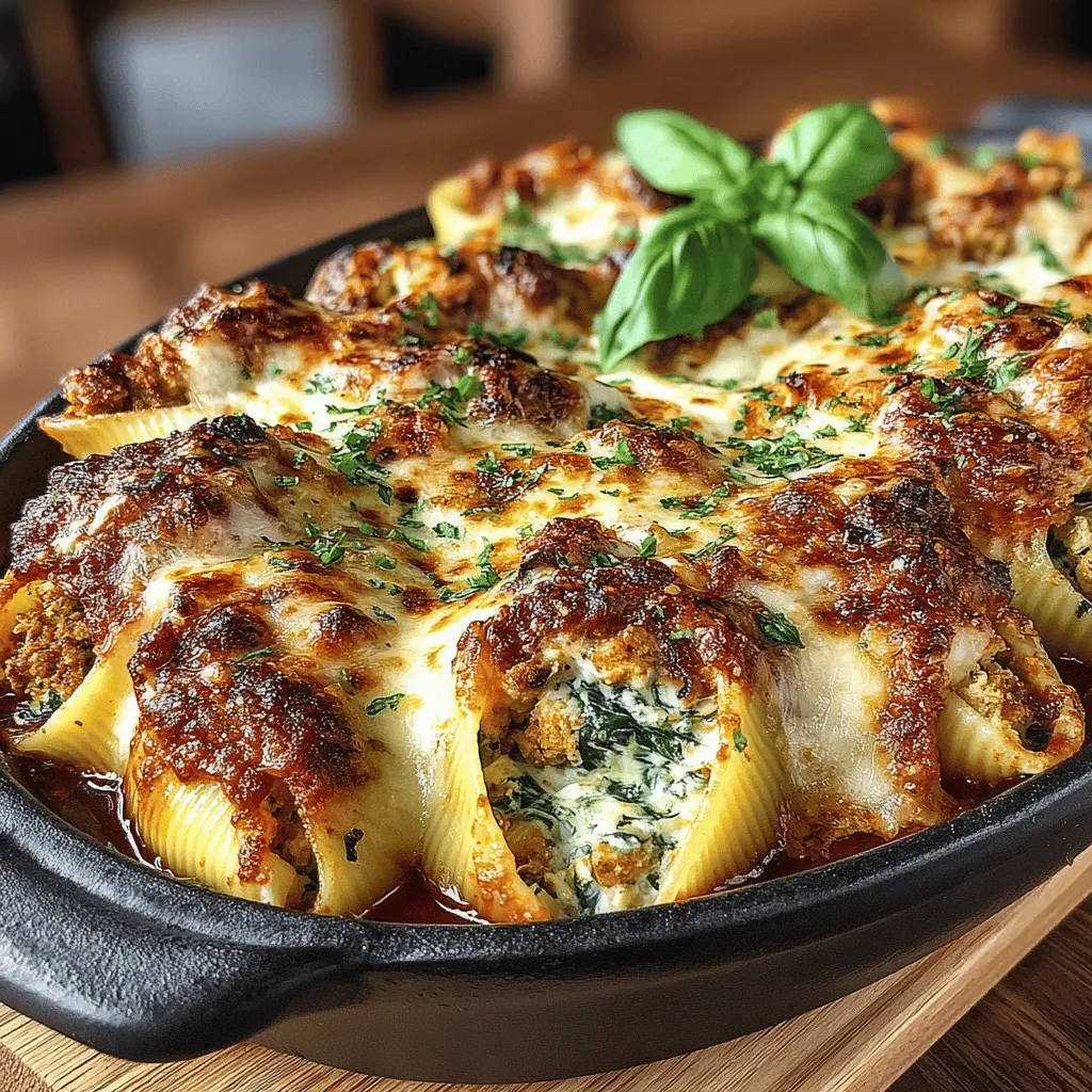 - 12 jumbo pasta shells - 1 pound ground turkey - 2 cups fresh spinach, chopped - 1 cup ricotta cheese - 1 cup shredded mozzarella cheese - 1/2 cup grated Parmesan cheese - 2 cloves garlic, minced - 1 teaspoon Italian seasoning - Salt and pepper, to taste - 2 cups marinara sauce - Olive oil, for sautéing