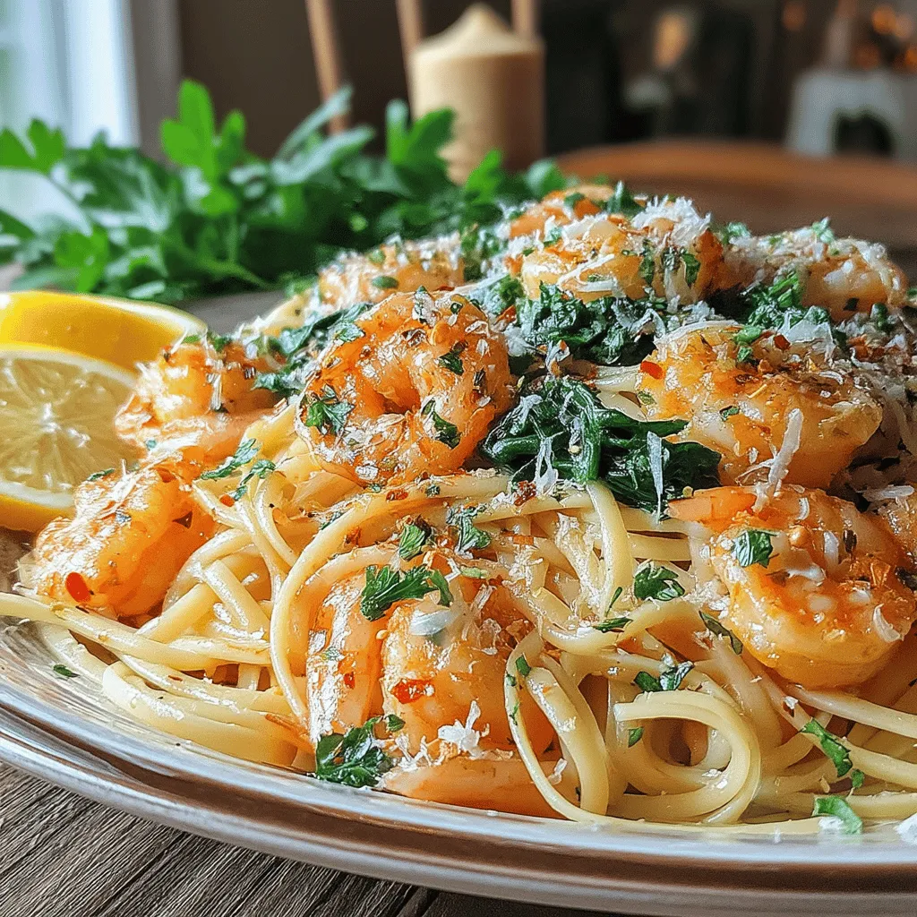 Zesty Garlic Shrimp & Spinach Linguine