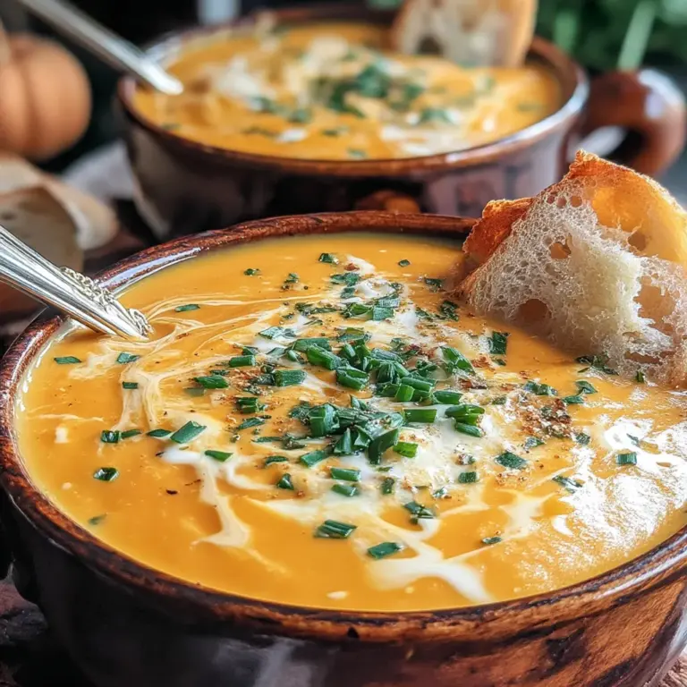 As the leaves begin to change and the air turns crisp, there's nothing quite like a warm bowl of soup to usher in the cozy season. This Creamy Cheesy Pumpkin Soup is not just any soup; it's a delightful blend of flavors and textures that brings comfort and warmth to your table. The sweetness of pumpkin paired with the richness of cheese creates a dish that is both indulgent and satisfying, making it a perfect choice for a chilly evening.