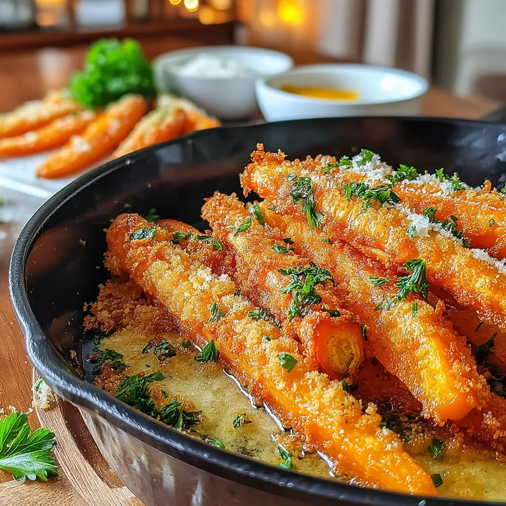 Golden Garlic Herb Fried Breaded Carrots are a delightful twist on a classic side dish. This recipe transforms humble carrots into a crunchy, flavorful treat that's perfect for both kids and adults. With a golden-brown crust and aromatic garlic and herbs, these carrots are sure to become a favorite on your dinner table.