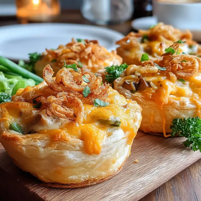 Cheesy Comfort Green Bean Casserole Cups are a delightful twist on the classic dish that many people cherish during the holiday season and family gatherings. These individual servings bring a nostalgic flavor while offering a modern presentation that is perfect for any occasion. With creamy green beans and a cheesy topping, they cater to both comfort and convenience.